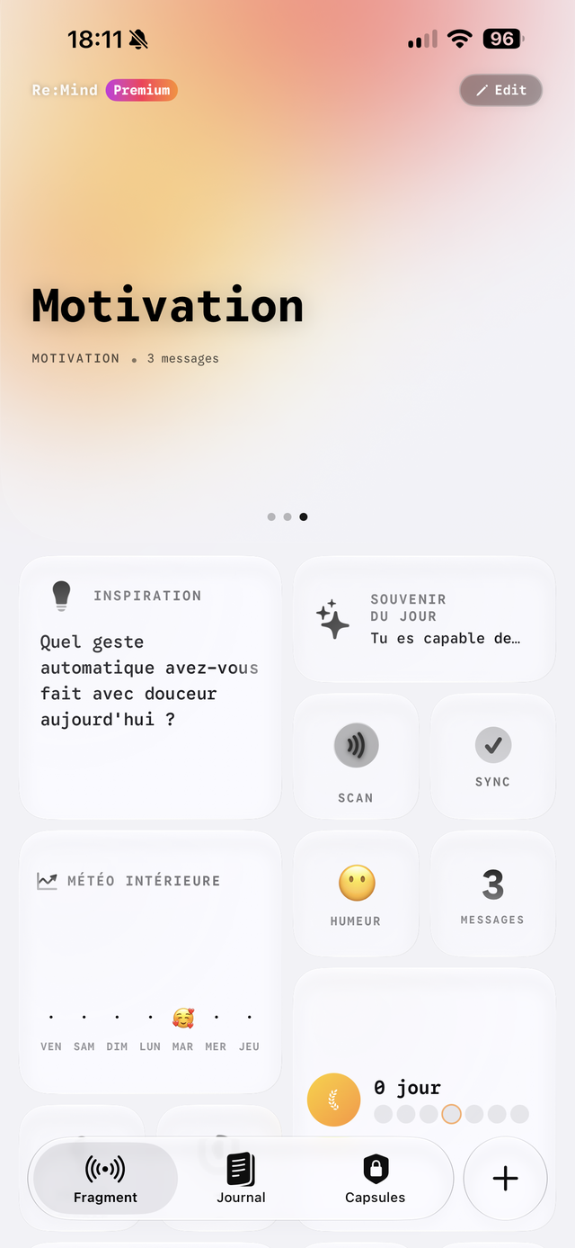 Aperçu de l'application Re:Mind